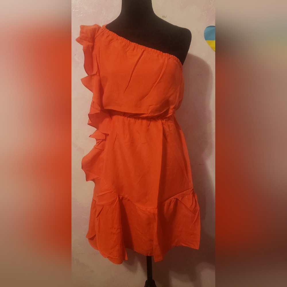 Club Monaco One Shoulder Coral Dress